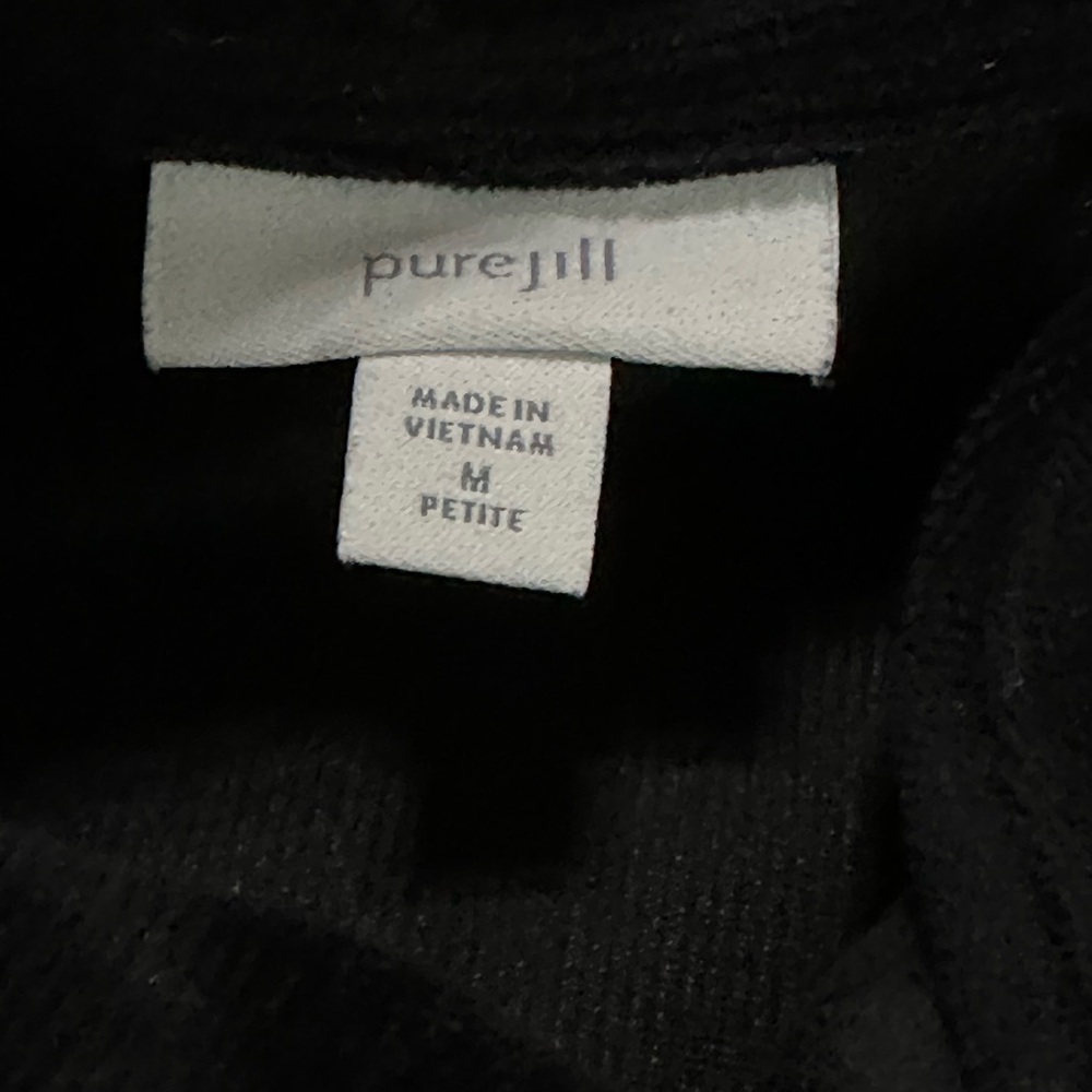 PureJill Black Long Sleeve Corded Velour Mock Cowl Neck Dress Size M Petite - Picture 3 of 4